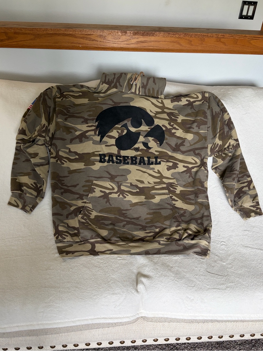 Port and Company Camo Hoodie with Black Iowa Hawkeyes Baseball Logo
